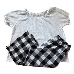 Farmhouse Frock Amish Made Gauze Top Buffalo Plaid Check Pants Size XXL